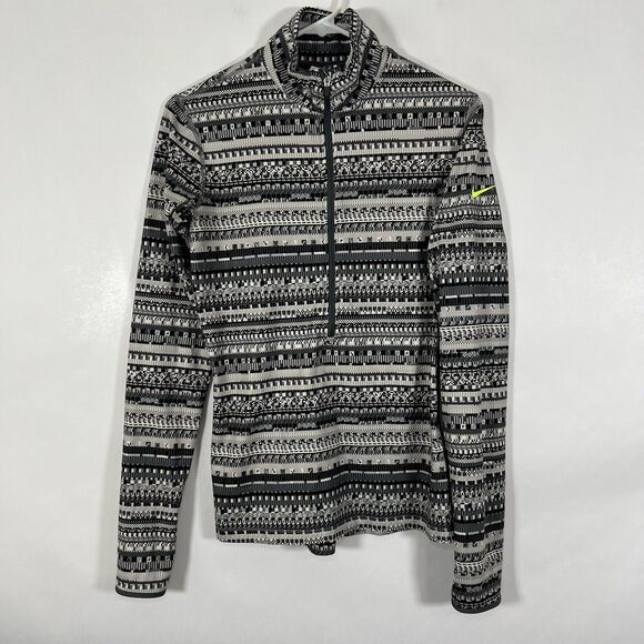 Nike Pro Dri-Fit Half Zip Pullover Jacket Womens Size Medium Gray Geometric - Picture 9 of 13